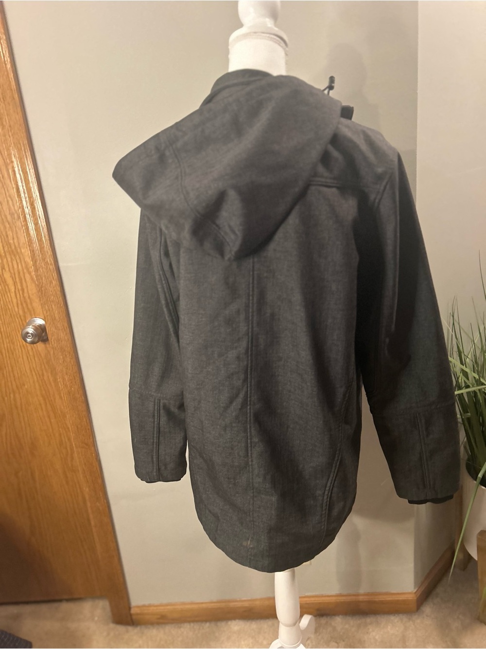 BKE est 1967 softshell hooded jacket women medium charcoal gray fleece full zip - Picture 8 of 11